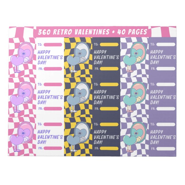 360 Retro Valentines Tear Away Notepad (Front)
