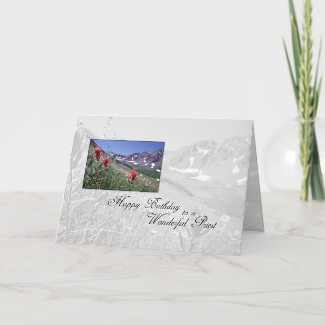 3615 Birthday Priest Mountain Flower Card (Front)