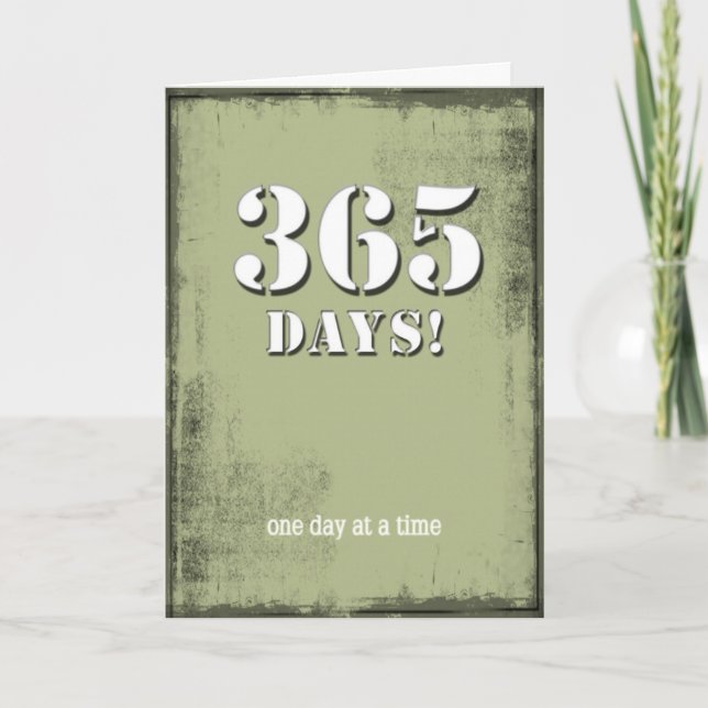 365 Days Clean Sober Birthday Card (Front)