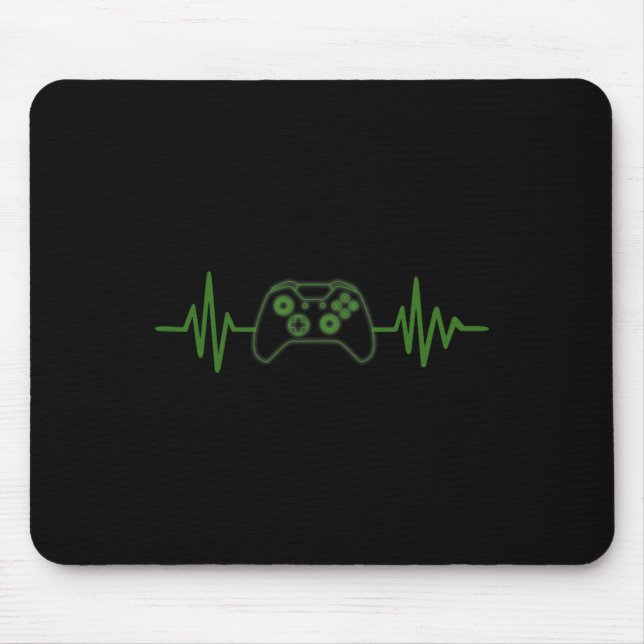 365 Gamer Heartbeat Tee For Video Game Players  Mouse Mat (Front)