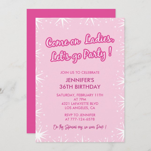 36 birthday invitation Sparkle Chic  (Front/Back)