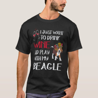 36 Drink Wine And Play With My Beagle T-Shirt