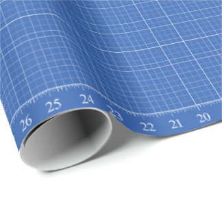36" Grid with Ruler Sewing Pattern Blueprint Wrapping Paper