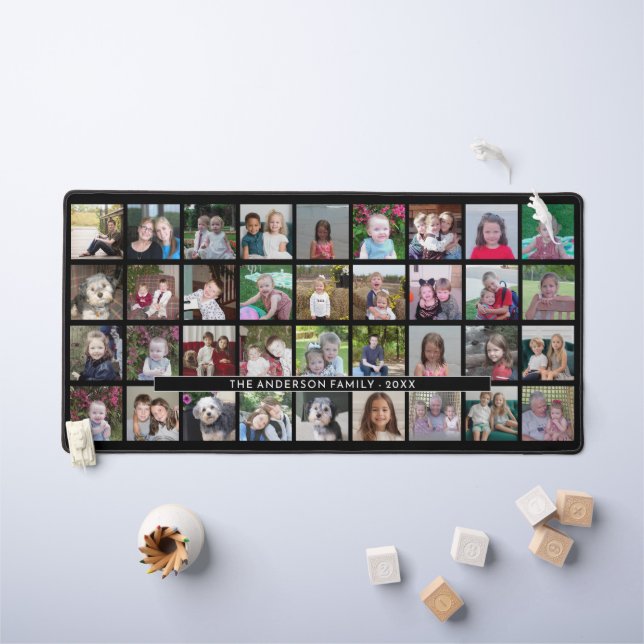 36 Photo Collage - 4 rows 9 columns - black Desk Mat (Kids Table)