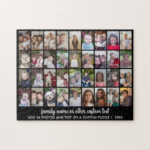 36 Photo Collage - 4 rows 9 columns - black Jigsaw Puzzle
