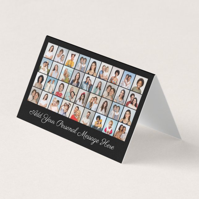 36 Photo Collage Add Your Greeting Editable Colour Business Card (Front)