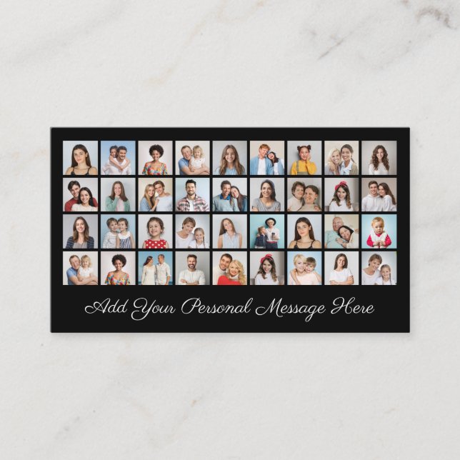 36 Photo Collage Add Your Greeting Editable Colour Business Card (Front)
