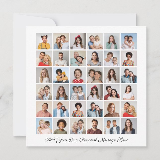 36 Photo Collage Add Your Own Greeting Flat Card (Front)