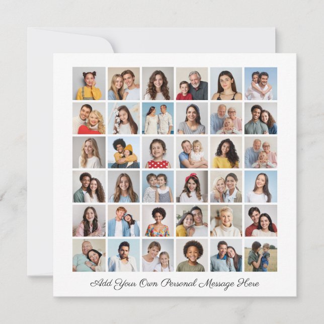 36 Photo Collage Add Your Own Greeting Flat Card (Front)