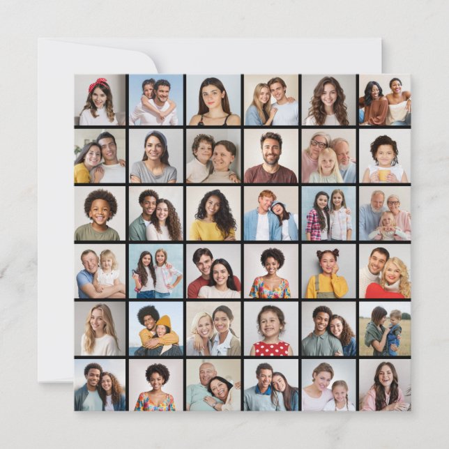 36 Photo Collage Editable Colour Greeting Card (Front)