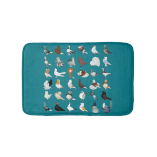 36 Pigeon Breeds Bath Mat