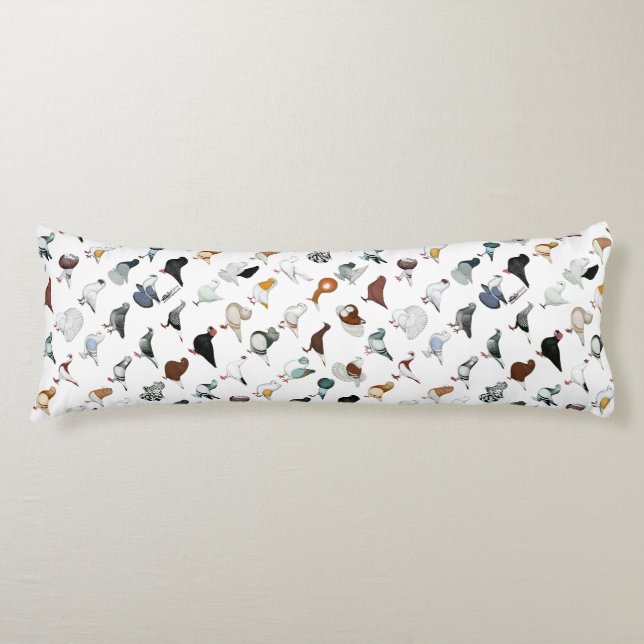 36 Pigeon Breeds Body Cushion (Front)