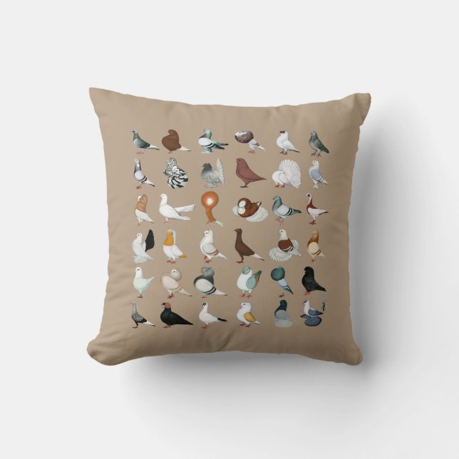 36 Pigeon Breeds Cushion (Front)