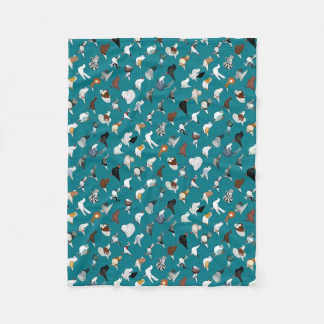 36 Pigeon Breeds Fleece Blanket (Front)