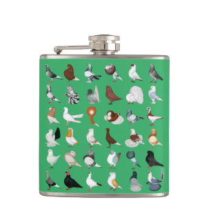 36 Pigeon Breeds Hip Flask
