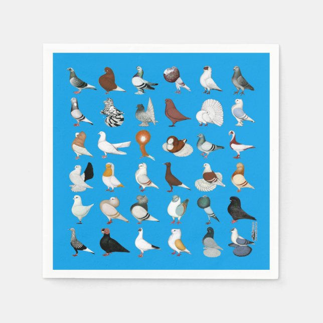 36 Pigeon Breeds Napkin (Front)