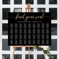 36 Tables Find Your Seat Black Seating Chart Plan