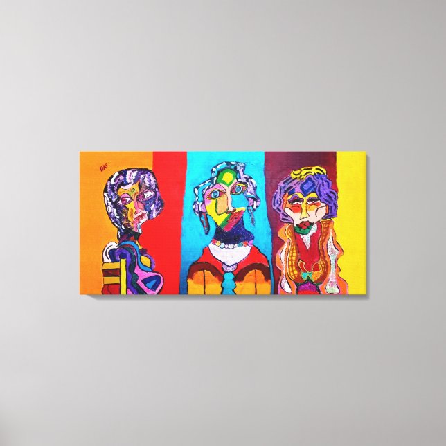 36" X 18" STRETCHED CANVAS ABSTRACT LADIES PRINT (Front)