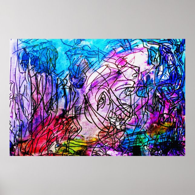 36" x 24" COLORFUL ABSTRACT ART-2 MATTE ART POSTER (Front)