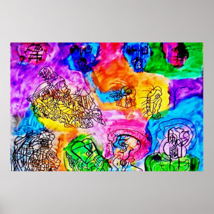 36" x 24" COLORFUL ABSTRACT ART-3 MATTE ART POSTER