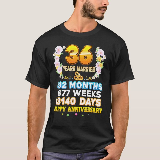 36 Year Married Happy 36th Wedding Anniversary Cou T-Shirt (Front)