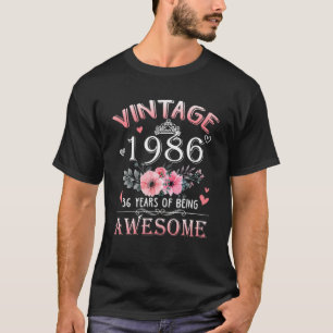 36 Year Old Made In Vintage 1986 36Th Birthday Gif T-Shirt