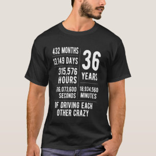 36 Years Married Funny 36th Wedding Anniversary T-Shirt