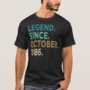 36 Years Old Legend Since October 1986 36th Birth T-Shirt
