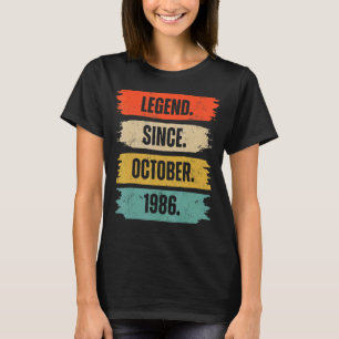 36 Years Old Legend Since October 1986 36th Birth T-Shirt