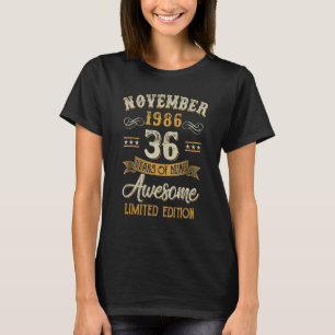36 Years Old Vintage November 1986 36th Birthday T-Shirt