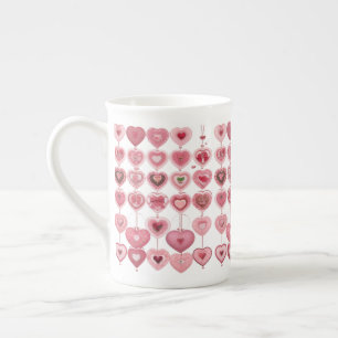 36Pcs Valentine's Day Heart Shaped - Rose Gold  Bone China Mug