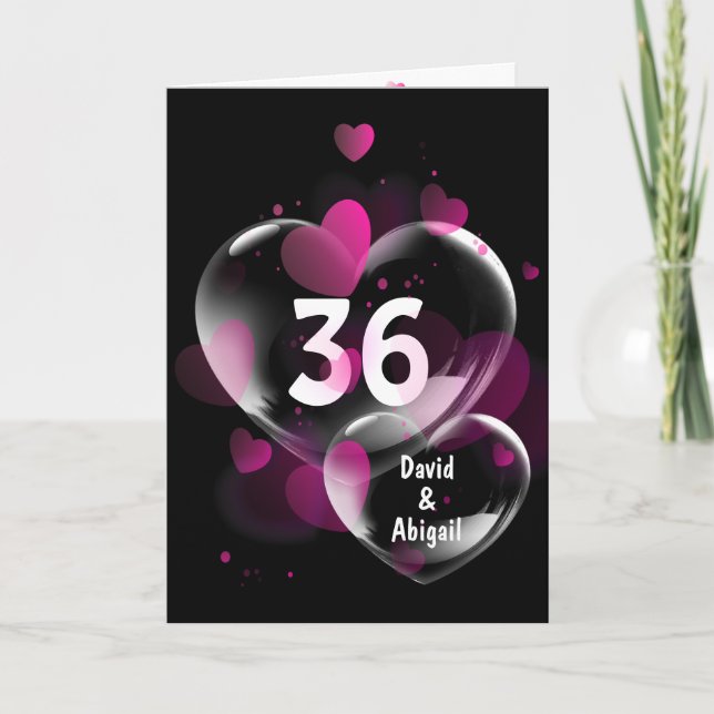 36th Anniversary Heart Bubbles on Black Card (Front)