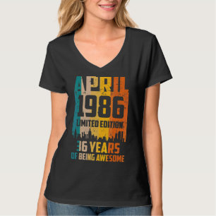36th Birthday 36 Years Awesome Since April 1986 Vi T-Shirt