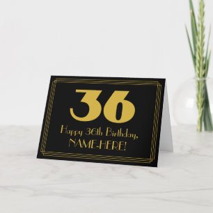 36th Birthday: Art Deco Inspired Look "36" & Name Card