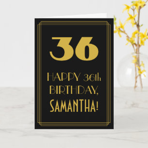 36th Birthday ~ Art Deco Inspired Look "36" & Name Card