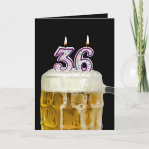 36th Birthday Beer on black Card