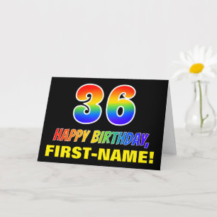 36th Birthday: Bold, Fun, Simple, Rainbow 36 Card