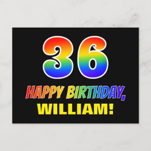 36th Birthday: Bold, Fun, Simple, Rainbow 36 Postcard