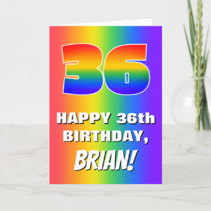 36th Birthday: Colorful, Fun Rainbow Pattern # 36 Card