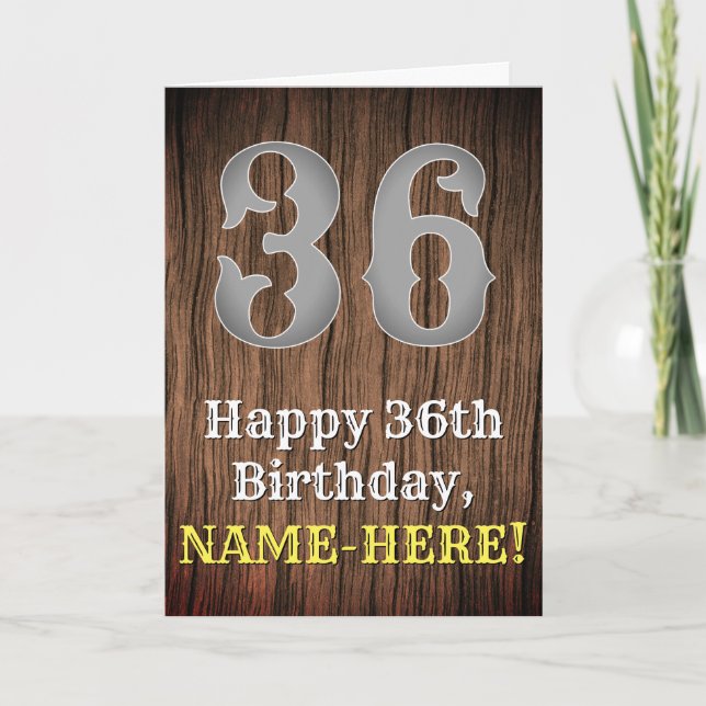 36th Birthday: Country Western Inspired Look, Name Card (Front)