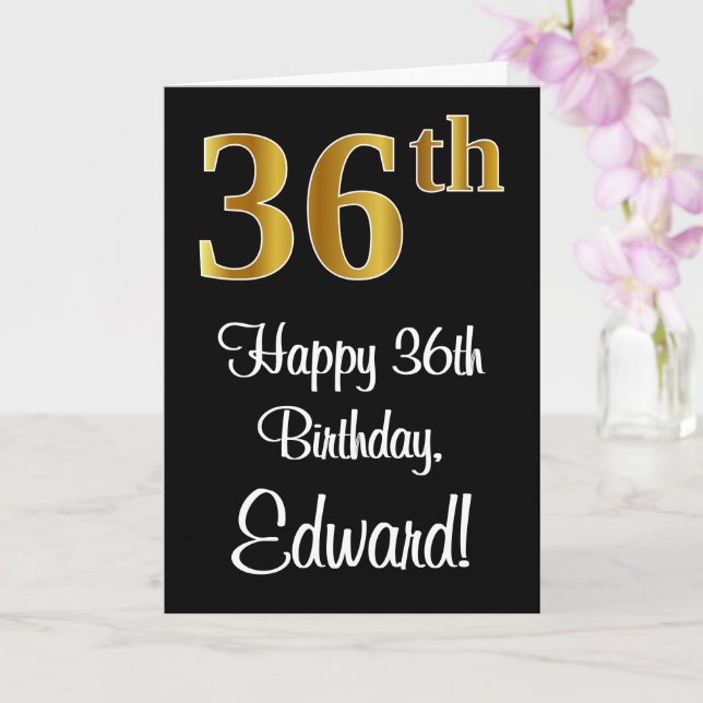36th Birthday ~ Elegant Luxurious Faux Gold Look # Card (Orchid)