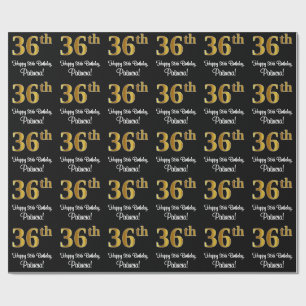 36th Birthday: Elegant Luxurious Faux Gold Look # Wrapping Paper