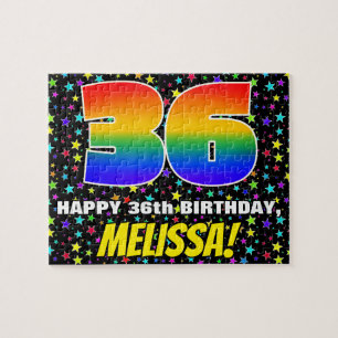 36th Birthday — Fun, Colourful Star Field Pattern Jigsaw Puzzle