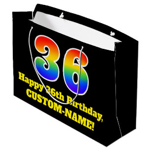 36th Birthday ~ Fun, Colourful, Vibrant, Rainbow 3 Large Gift Bag