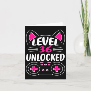 36th Birthday Girl Cat Lover Video Game Level 36 U Card