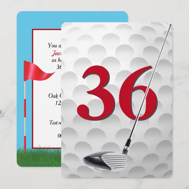 36th Birthday Golf Theme Party Invitation (Front/Back)