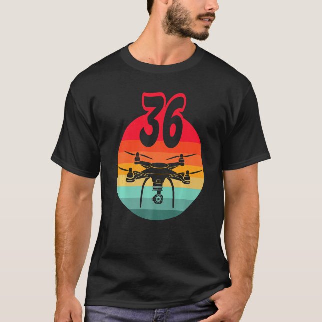 36th Birthday I Retro Remote Control Drones With C T-Shirt (Front)