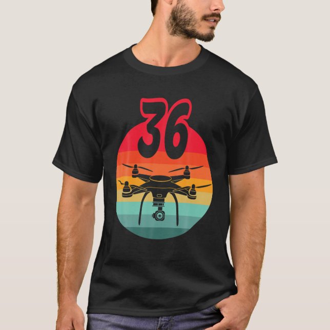 36Th Birthday I Retro Remote Control Drones With C T-Shirt (Front)