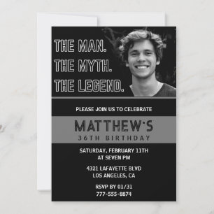 36th birthday invitations Black The Man The Legend