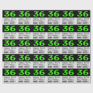 36th Birthday - Nerdy / Geeky Style "36" and Name Wrapping Paper